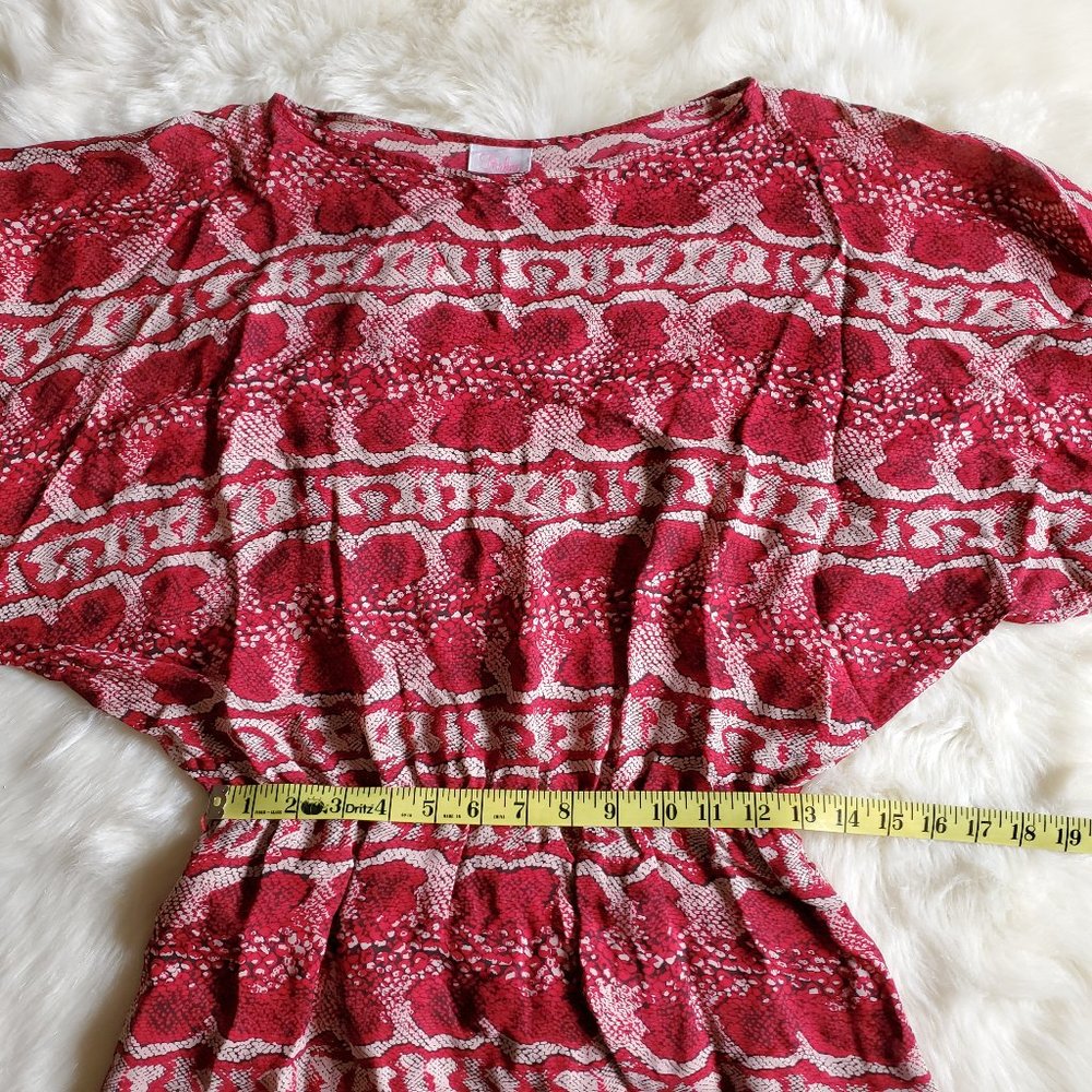 Parker Red Silk Snakeskin Print Blouson Dress Size Small - Picture 14 of 16
